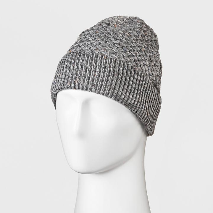 Men's Basket Weave Cuff Beanie - Goodfellow & Co Gray