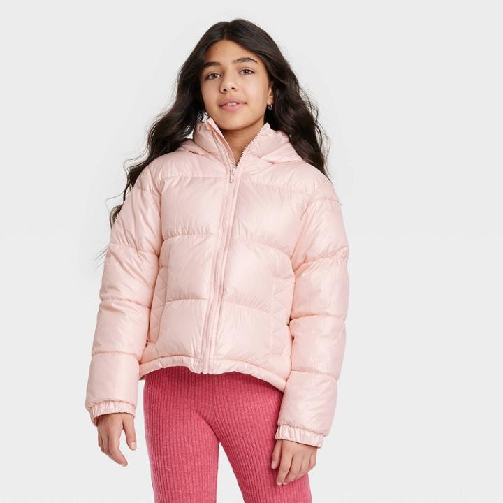 Girls' Cropped Puffer Jacket - Art Class