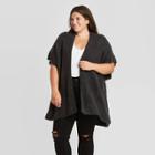 Women's Plus Size Kimono Jacket Ruana - Universal Thread Black