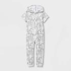 Grayson Collective Toddler Boys' Short Sleeve Hooded Tie-dye French Terry Jumpsuit - Gray
