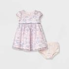 Mia & Mimi Baby Girls' Lace With Cap Sleeve Dress - Pink Newborn