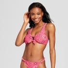 Vanilla Beach Women's Knot Front Bralette Bikini Top - Red/blue D/dd Cup