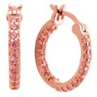 Prime Art & Jewel 18k Rose Gold Plated Sterling Silver Pink Cz Hoop Earrings, Girl's