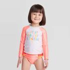Toddler Girls' Ray Of Sunshine Long Sleeve Rash Guard Set - Cat & Jack True White 18m, Toddler Girl's, Yellow/white