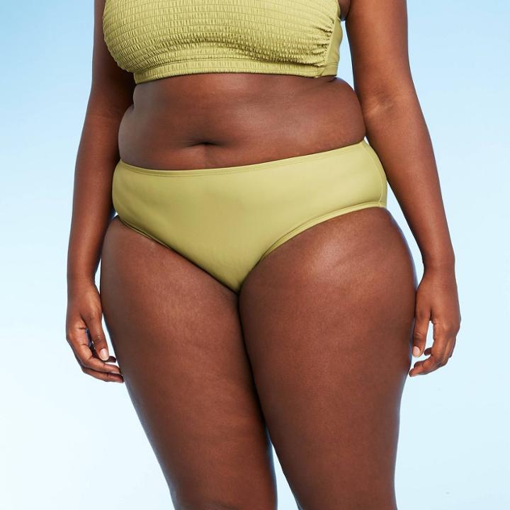 Juniors' Plus Size Hipster Bikini Bottom - Xhilaration Olive Green