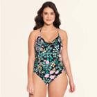 Target Women's Slimming Control Lace-up One Piece Swimsuit - Beach Betty By Miracle Brands Black Floral