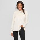 Women's Lace Front High Neck Long Sleeve Knit - Xhilaration Natural