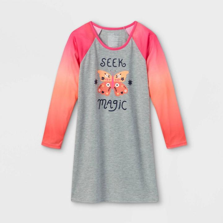 Girls' Butterfly 'seek Magic' Nightgown - Cat & Jack Heather Gray