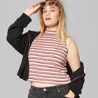 Women's Plus Size Striped Mock Neck Tank Top - Wild Fable Red/white 3x,