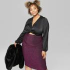 Women's Plus Size Long Sleeve Satin Twist Front Top - Wild Fable Fiji Teal