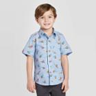 Petitetoddler Boys' Short Sleeve Woven Dino Button-down Shirt - Cat & Jack Blue 12m, Toddler Boy's