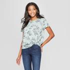 Women's Floral Print Short Sleeve Knot Front Floral Print T-shirt - Xhilaration