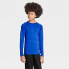 Boys' Long Sleeve Fitted Performance Crew Neck T-shirt - All In Motion Blue