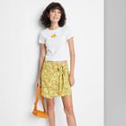 Women's Short Sleeve Fitted T-shirt - Wild Fable White Fruit Print