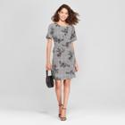 Women's Plaid Short Sleeve Twist Front Crepe Dress - A New Day Black/white