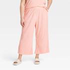 Women's Plus Size High-rise French Terry Wide Leg Ankle Pull-on Pants - A New Day Blush