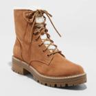 Women's Tessie Sherpa Lace Up Hiking Boots - Universal Thread Cognac
