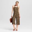Women's Floral Print Halter Top Overall Jumpsuit - Xhilaration Olive (green)