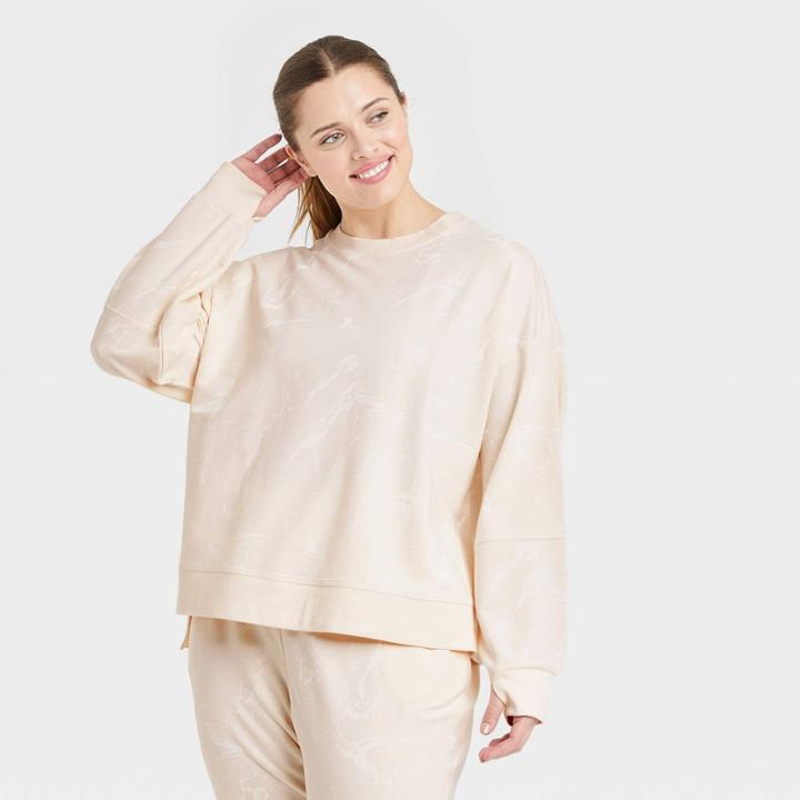 Women's Plus Size French Terry Crewneck Sweatshirt - All In Motion Ivory