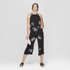 Women's Floral Print Sleeveless Crew Neck Jumpsuit - A New Day Black