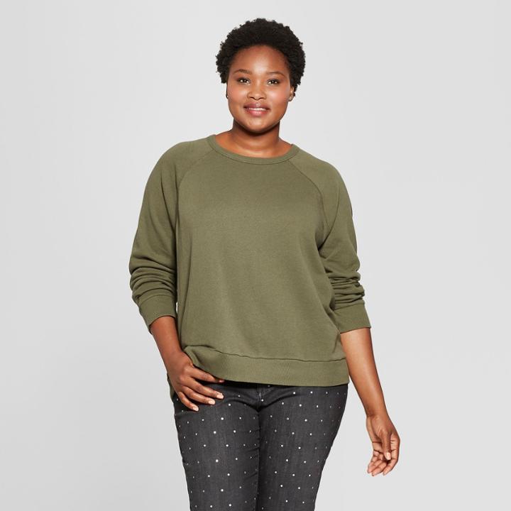 Women's Plus Size Crew Sweatshirt - Universal Thread Olive (green) X