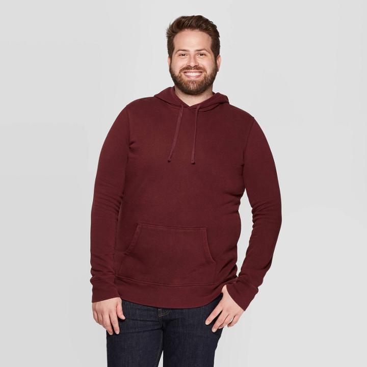 Men's Big & Tall Standard Fit Fleece Pull Over Hoodie - Goodfellow & Co Pomegranate Mystery 2xb, Men's, Red