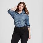 Women's Plus Size Denim Long Sleeve Button-down Shirt - Universal Thread