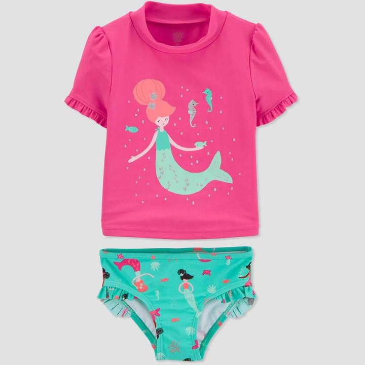 Baby Girls' Mermaid Swim Rash Guard Set - Just One You Made By Carter's Pink 3m, Infant Girl's