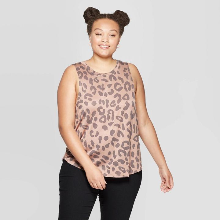 Women's Plus Size Leopard Print Graphic Tank Top - Grayson Threads (juniors') - Pink