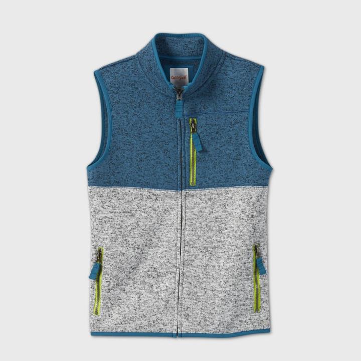 Boys' Snit Fleece Zip Vest - Cat & Jack Teal/gray