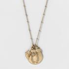 Target Women's Long Necklace Talisman With Owl, Leaf, And Twig - Gold