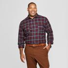 Target Men's Big & Tall Plaid Standard Fit Flannel Long Sleeve Button-down Shirt - Goodfellow & Co Federal Blue