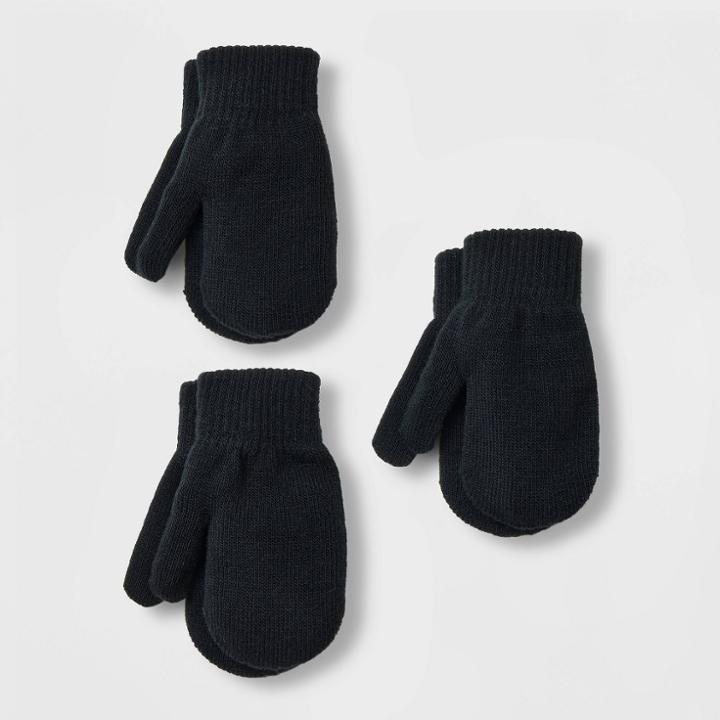 Toddler Solid Mittens - Cat & Jack Black