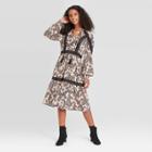 Women's Bishop Long Sleeve Trim Detail Dress - Knox Rose Black/white