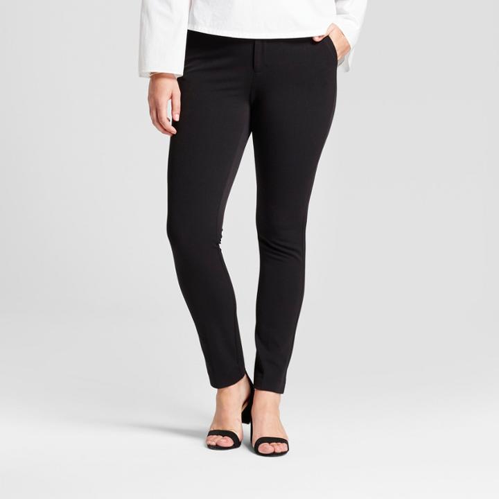 Women's Skinny Curvy Bi-stretch Twill Pants - A New Day Black 0l,