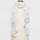 Women's Floral Print Scarves - A New Day White One Size, Women's