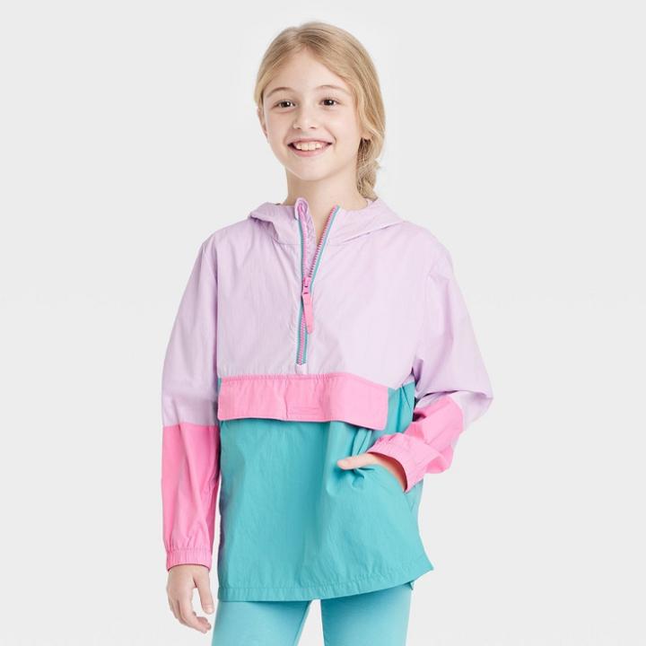 Girls' Colorblock Popover Anorak Spring Unlined Windbreaker Jacket - Cat & Jack