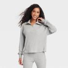 Women's Waffle Knit Quarter Zip Sweatshirt - Universal Thread Heather Gray