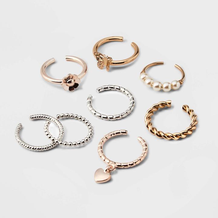 Girls' 8pk Butterfly & Flower Ring Set - Art Class , One Color