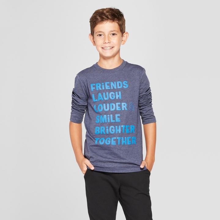 Boys' Friends Long Sleeve Graphic T-shirt - Cat & Jack Navy Heather