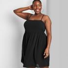 Women's Plus Size Sleeveless Open Back Babydoll Dress - Wild Fable Black