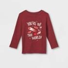 Toddler Boys' Valentine's Day 'out Of This World' Knit Graphic Long Sleeve T-shirt - Cat & Jack Red