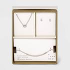Silver Plated Cubic Zirconia Chain Necklace Earring And Bracelet Set - A New Day