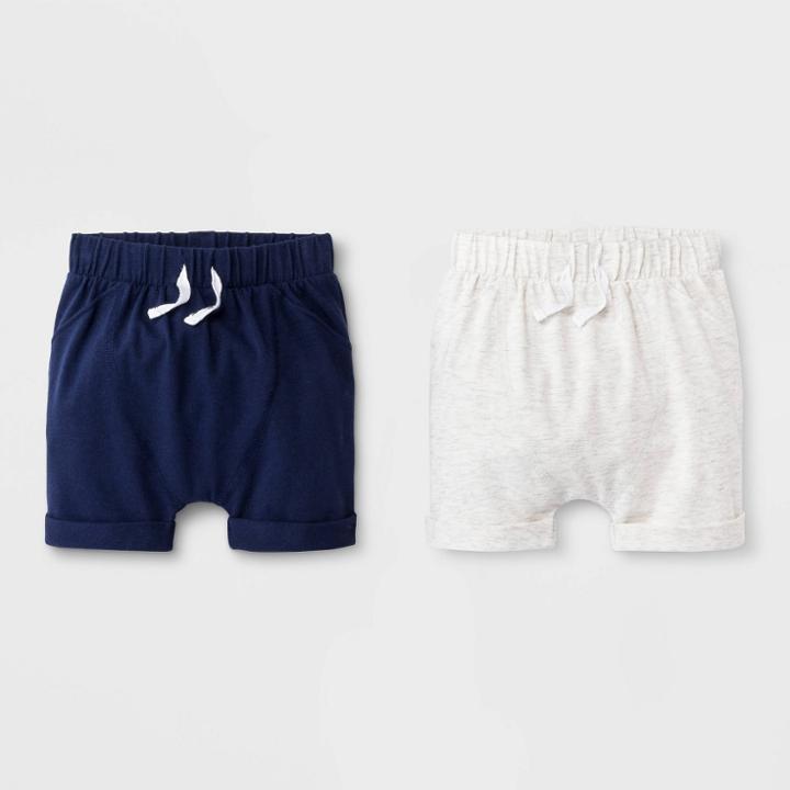 Baby Boys' 2pk Pull-on Shorts - Cat & Jack Gray/blue Newborn, Boy's
