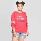 Women's Plus Size Stars, Stripes, & Cocktails Graphic Sweatshirt - Grayson Threads - Red