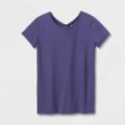 Girls' Short Sleeve Keyhole Back Gym T-shirt - All In Motion Dark Purple