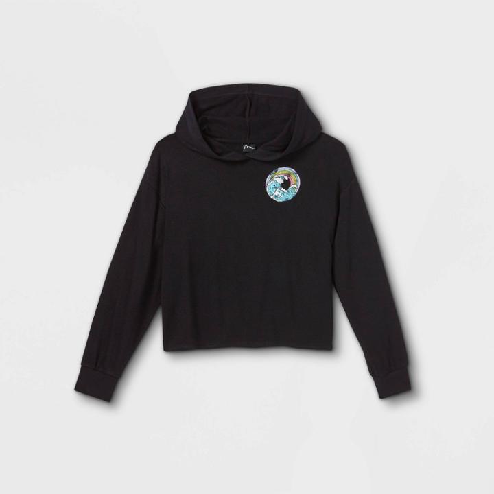 Girls' Graphic Rainbow Hoodie - Art Class Black