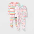 Baby Girls' 2pc Rainbow Fleece Sleep N' Play Pajama Romper - Cloud Island