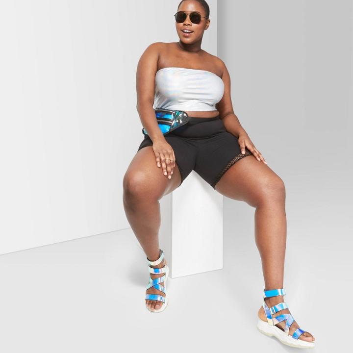 Women's Plus Size Cropped Metallic Tube Top - Wild Fable