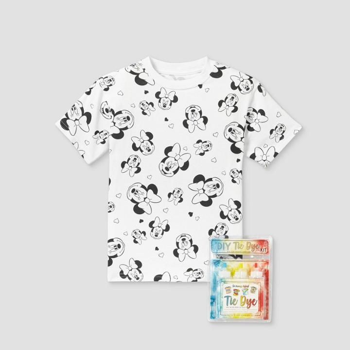 Kids' Disney Minnie Mouse Short Sleeve Graphic T-shirt With Tie-dye Kit - White